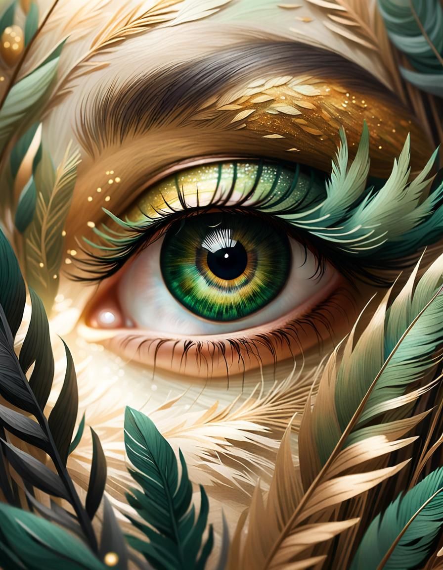 Ethereal Eye with Feather Lashes in Forest