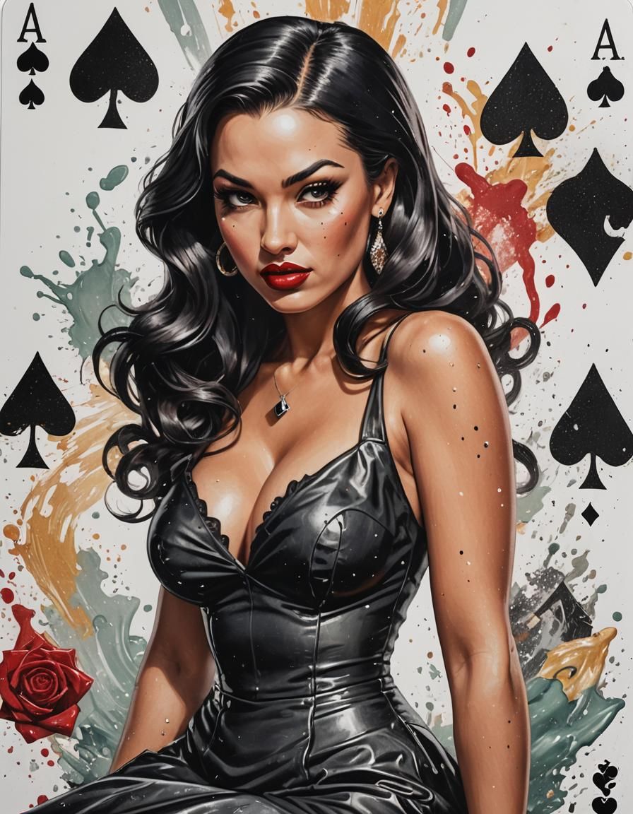 Ace of Spades Pinup Card in Hyperrealistic Style