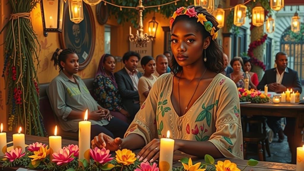 Vibrant Voodoo Altar in New Orleans Style