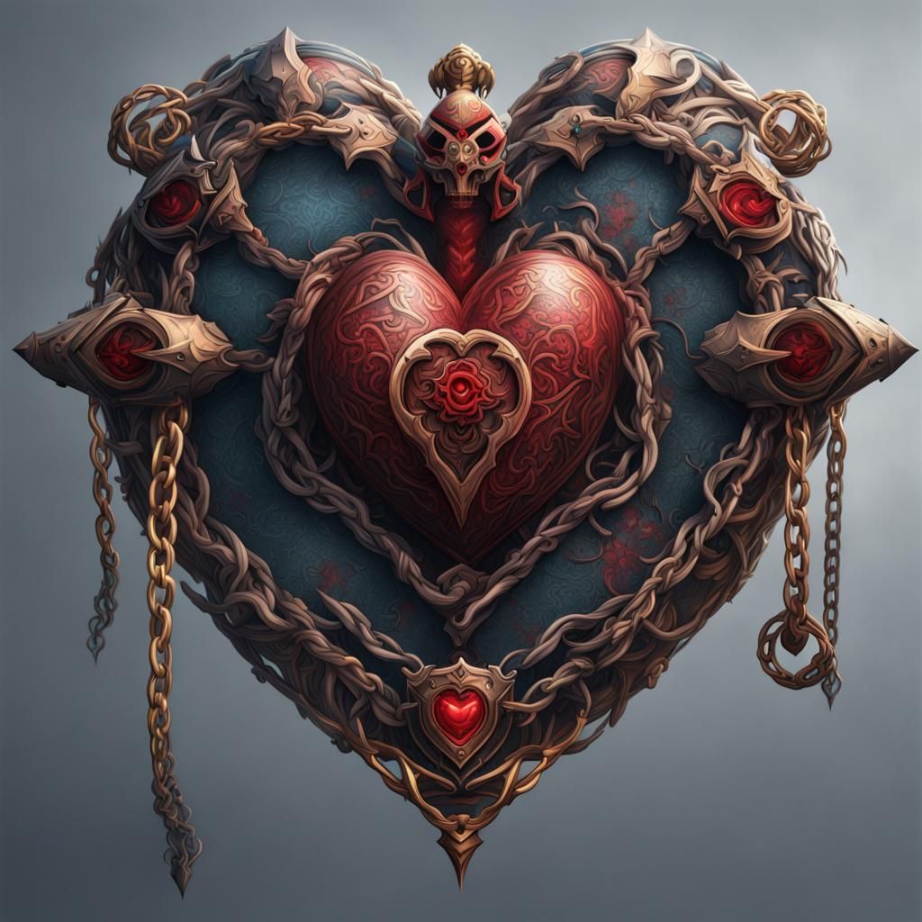 Kurapika's Judgement Chain Heart Tattoo in Detailed Matte St...