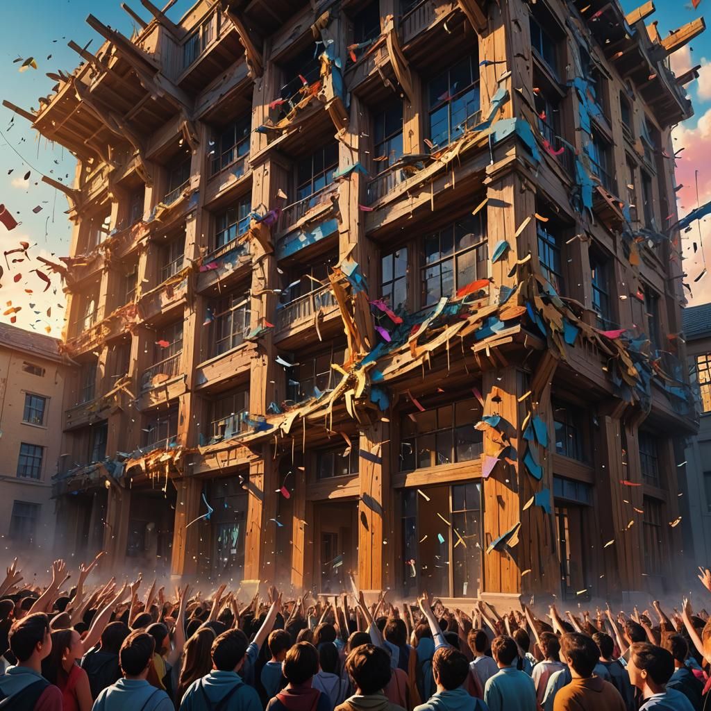 Gargantuan School Consumes Students: Dark Fantasy Matte Pain...