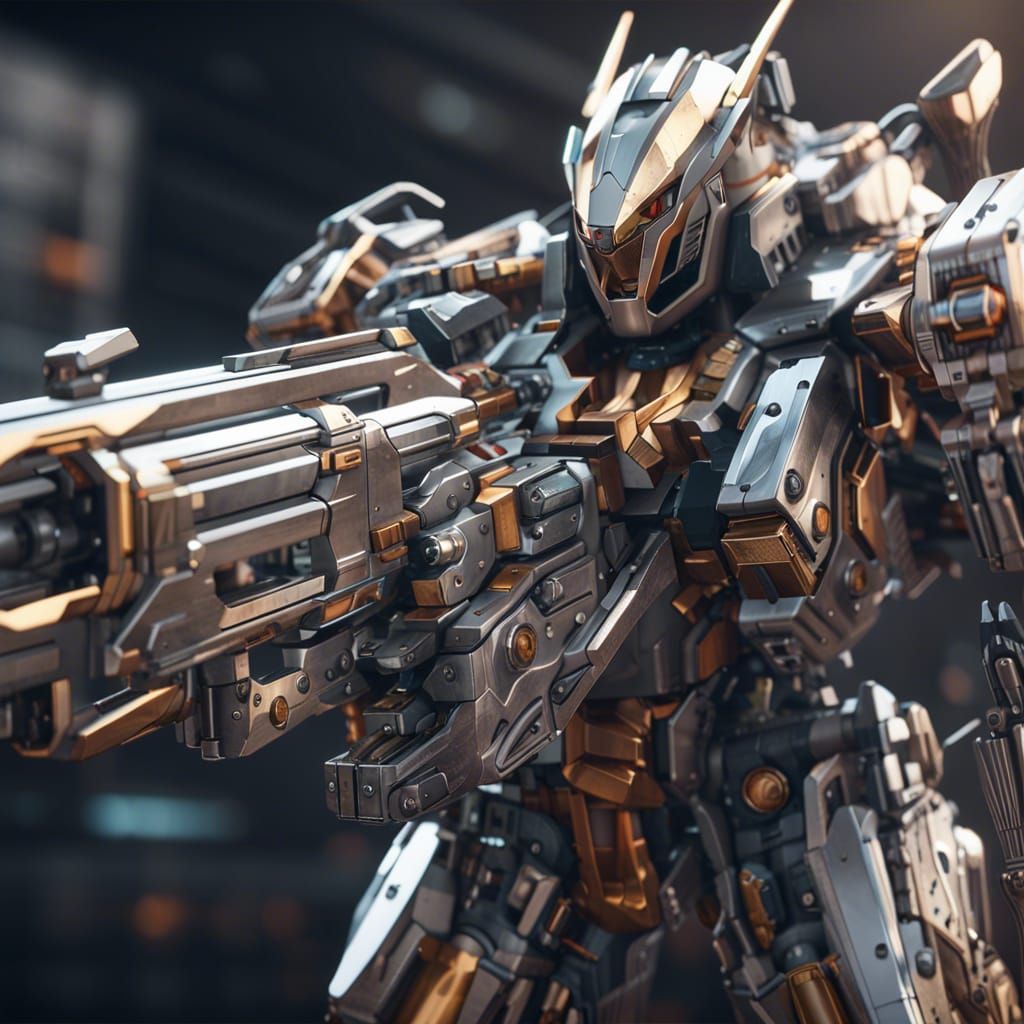 Cowboy Revolver Gundam Mech in Sci-Fi Style