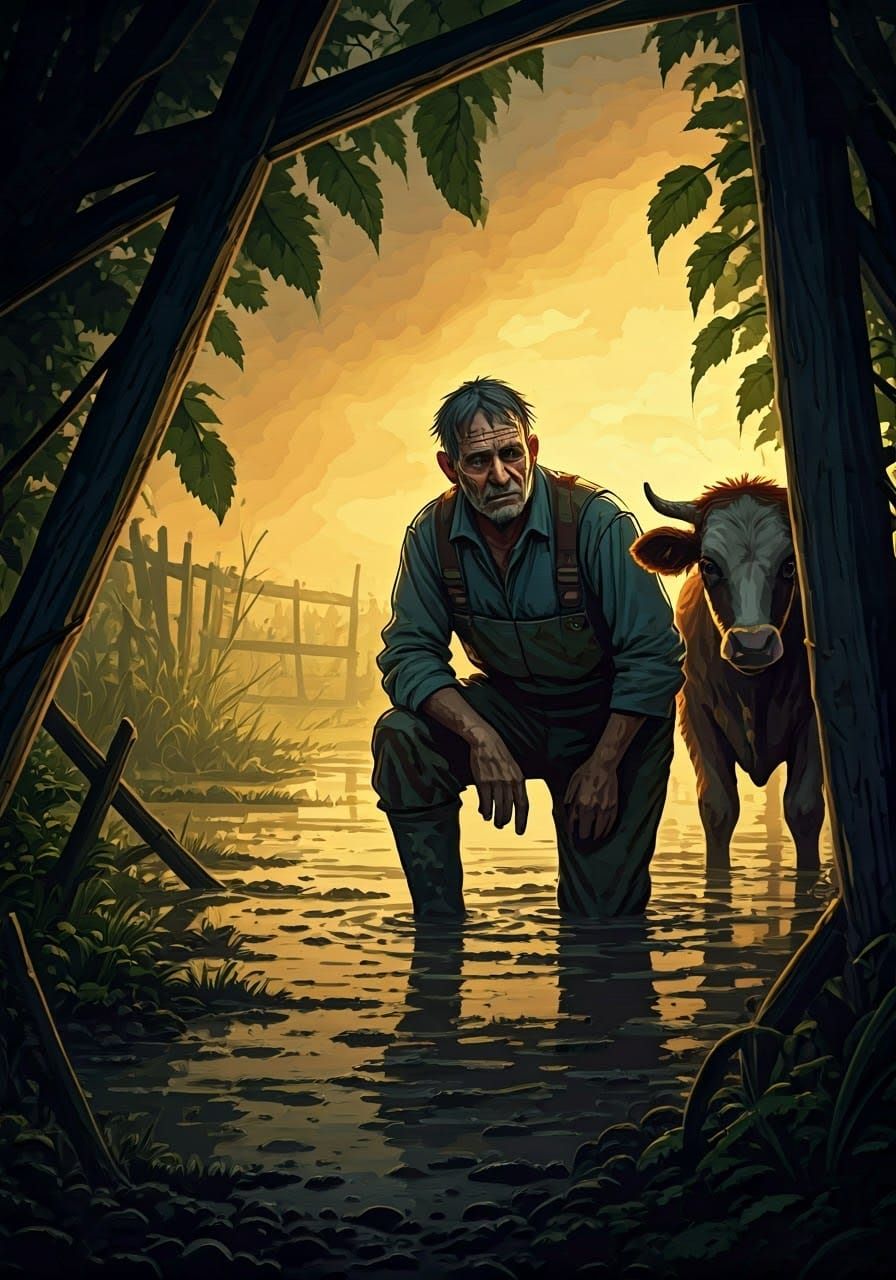Weathered Farmer Enters the Mysterious World of a Waterlogge...
