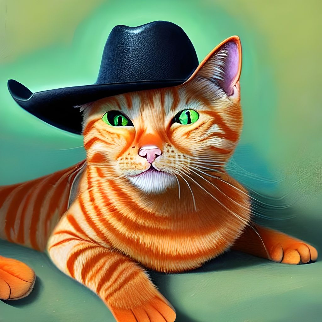 Orange Tabby Cat Cowboy in Hyperrealism