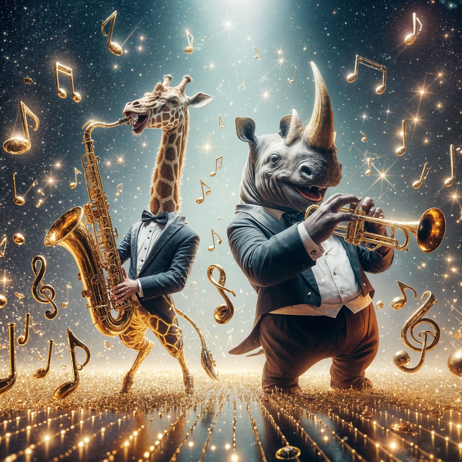 Jazz Duo on Stage in Dark Fantasy Style