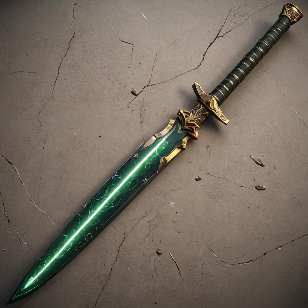 Tesla Infused Jade Katana in 3D Rendering