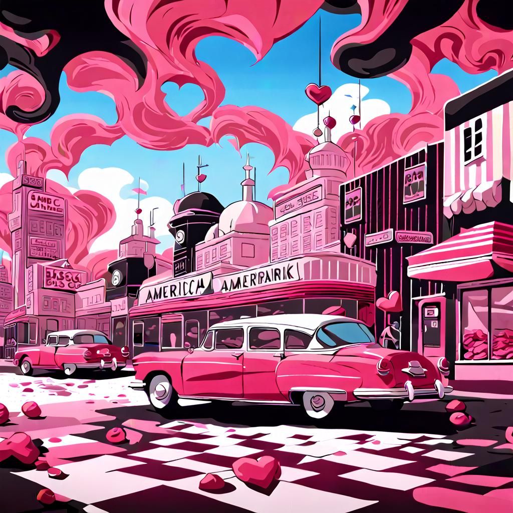 Retro Diner in Candyland Art Style