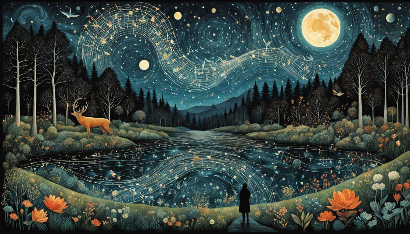 Celestial Bio Art Collage in Vibrant Digital Style