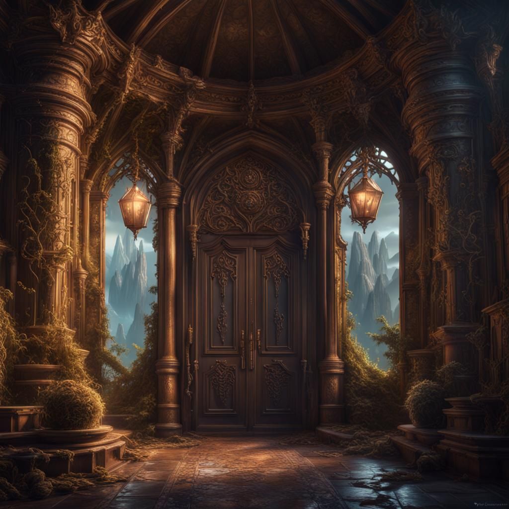 Fantastical World Beyond Closed Doors: Detailed Matte Painti...