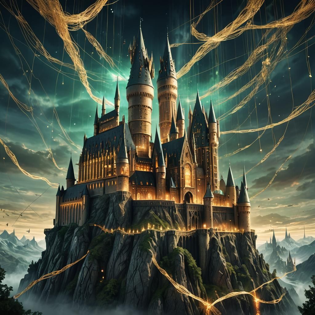Hogwarts Castle Made of Glowing Threads