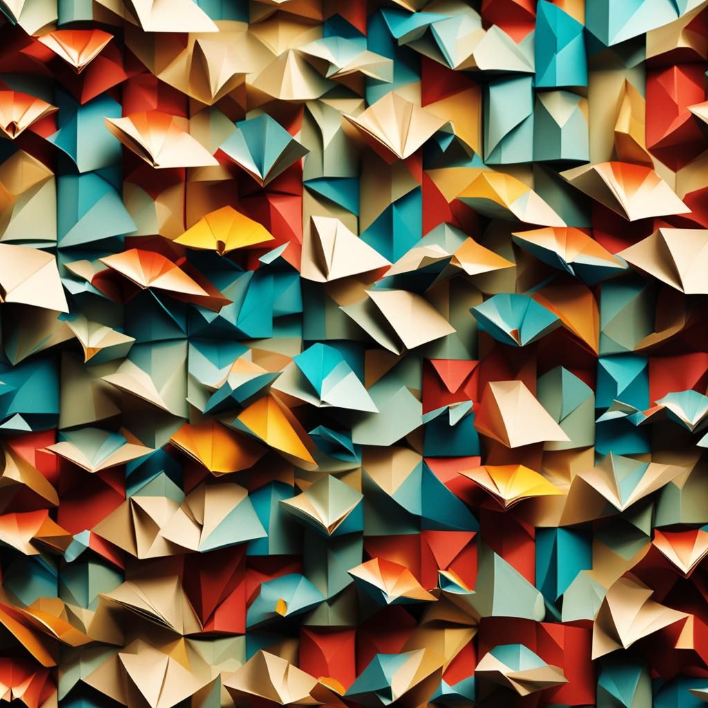 Intricate Origami Paper Folds in Sunlight