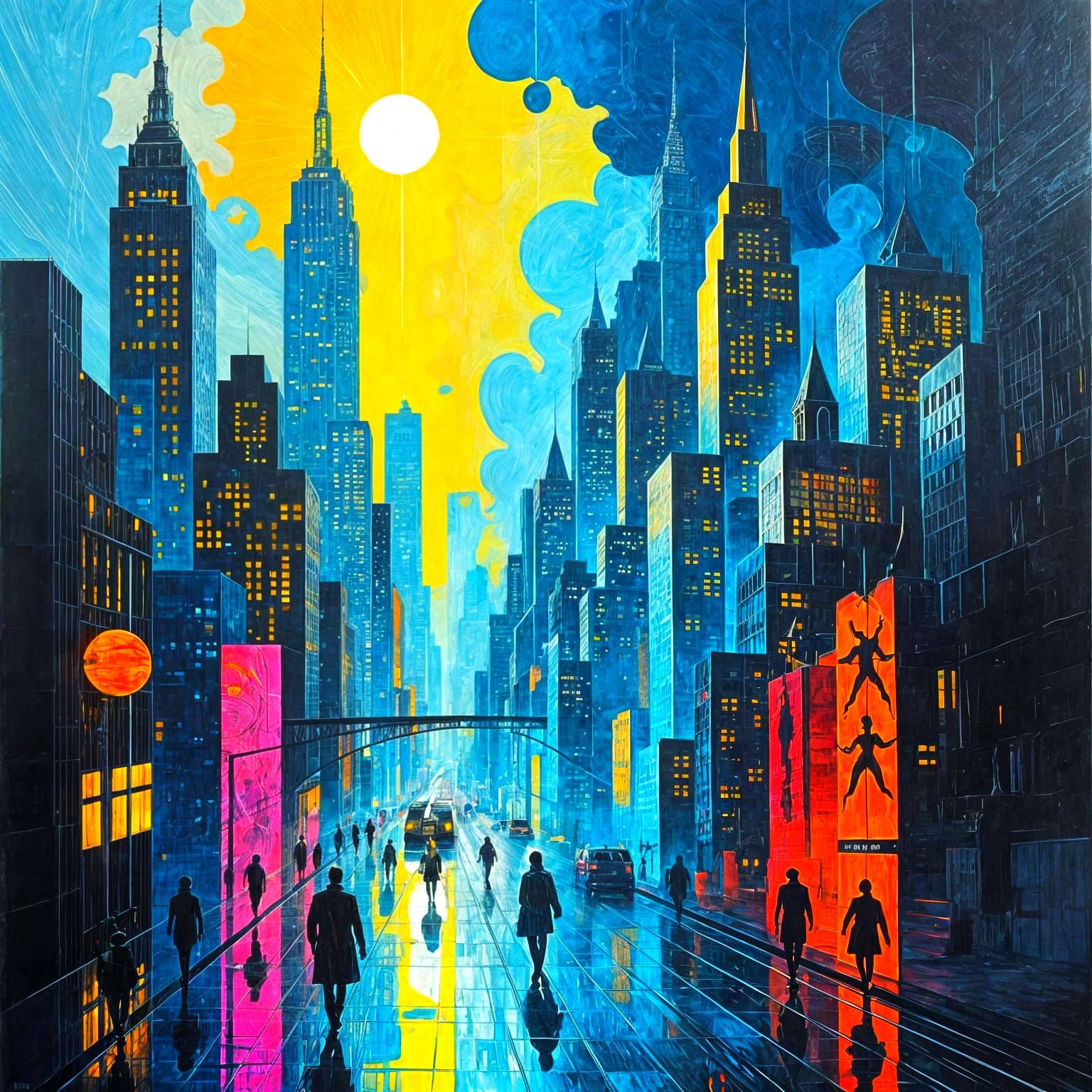 Dürer style Mathematical and cubist art technique melting in...