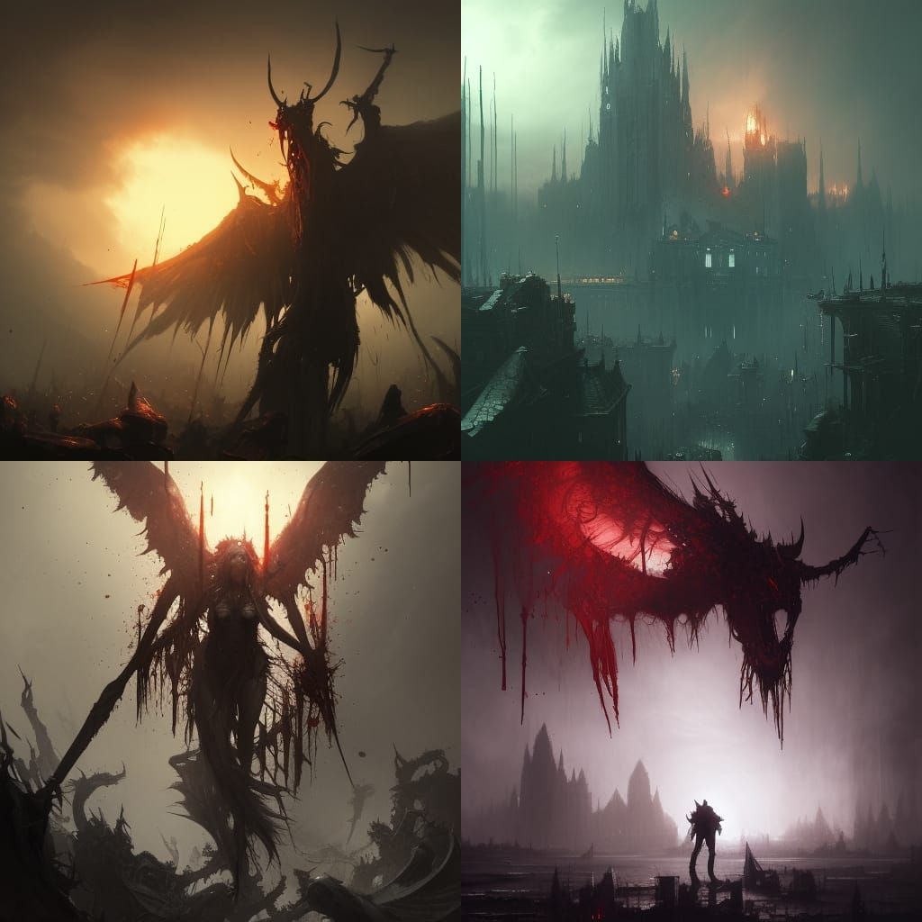 Demonic Murder Scene in Dark Fantasy Style