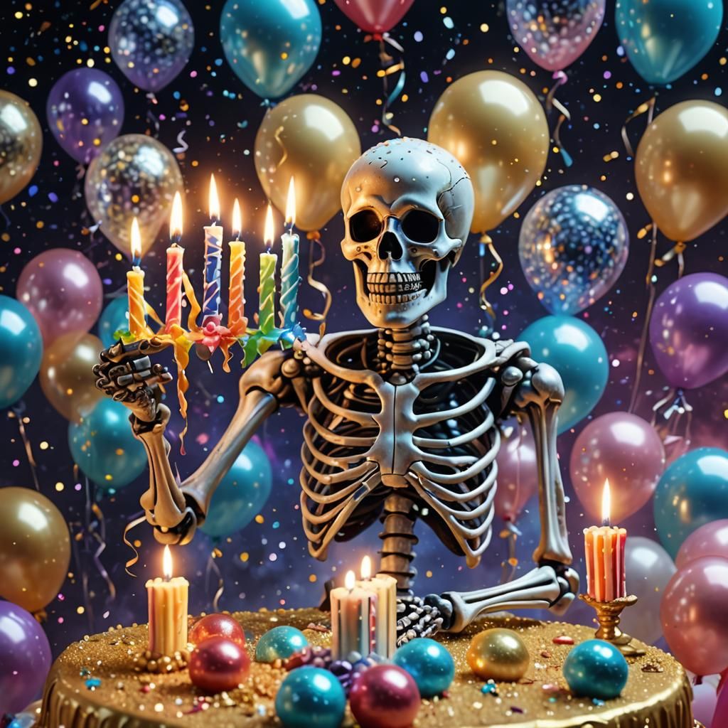 Skeleton's Cosmic Birthday in Magical Realism