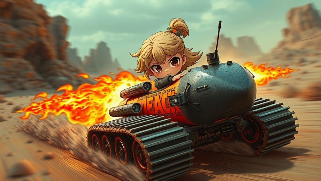 Chibi Racer in Mad Max Style Apocalyptic Wasteland