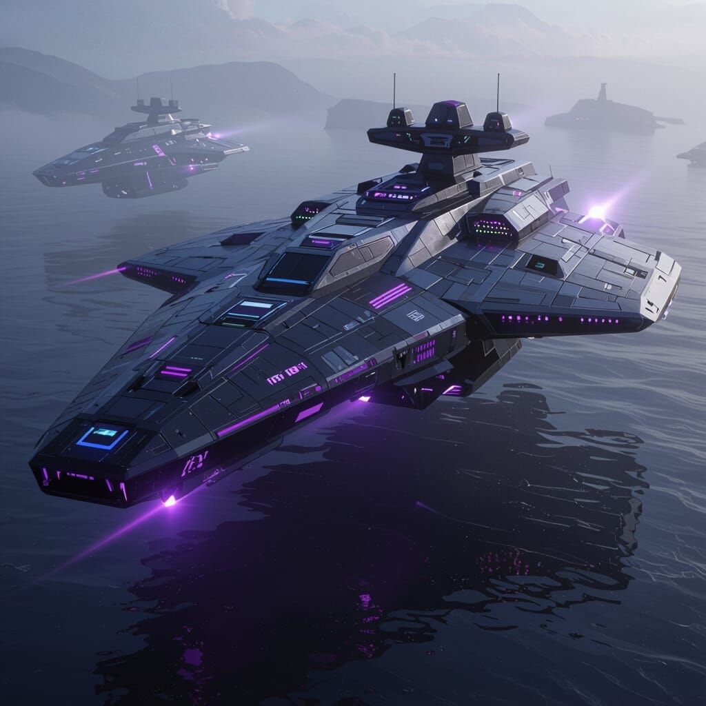 Massive Starship Concept Art in Sci-Fi Style