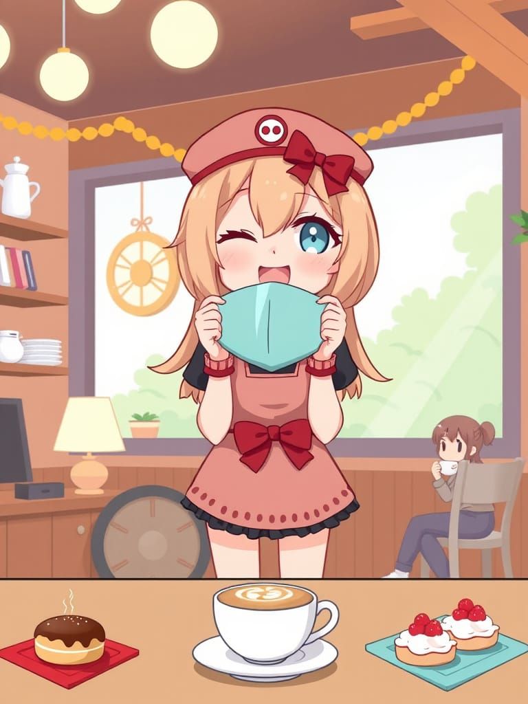 Charming Chibi Barista in Cozy Coffee Shop
