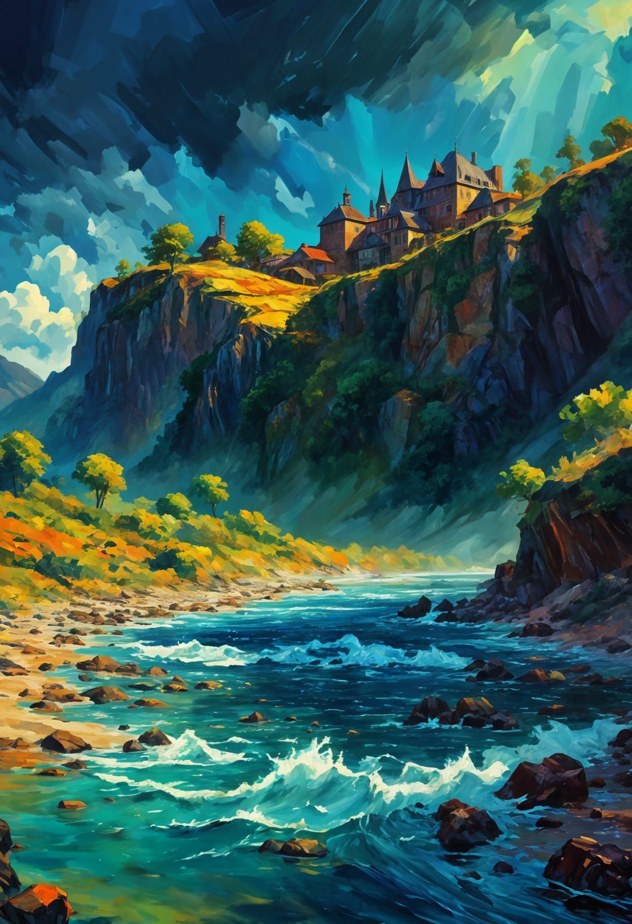 Epic Storm in Expressionist Oil Painting Style