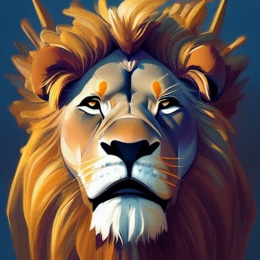 Lion King Portrait in Hyperdetailed Art Style
