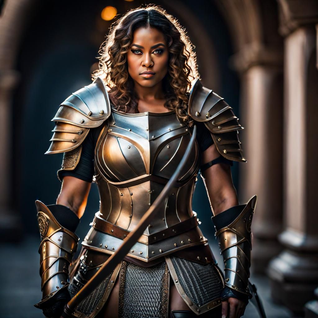 Photorealistic Warrior in Armor with Cinematic Lighting