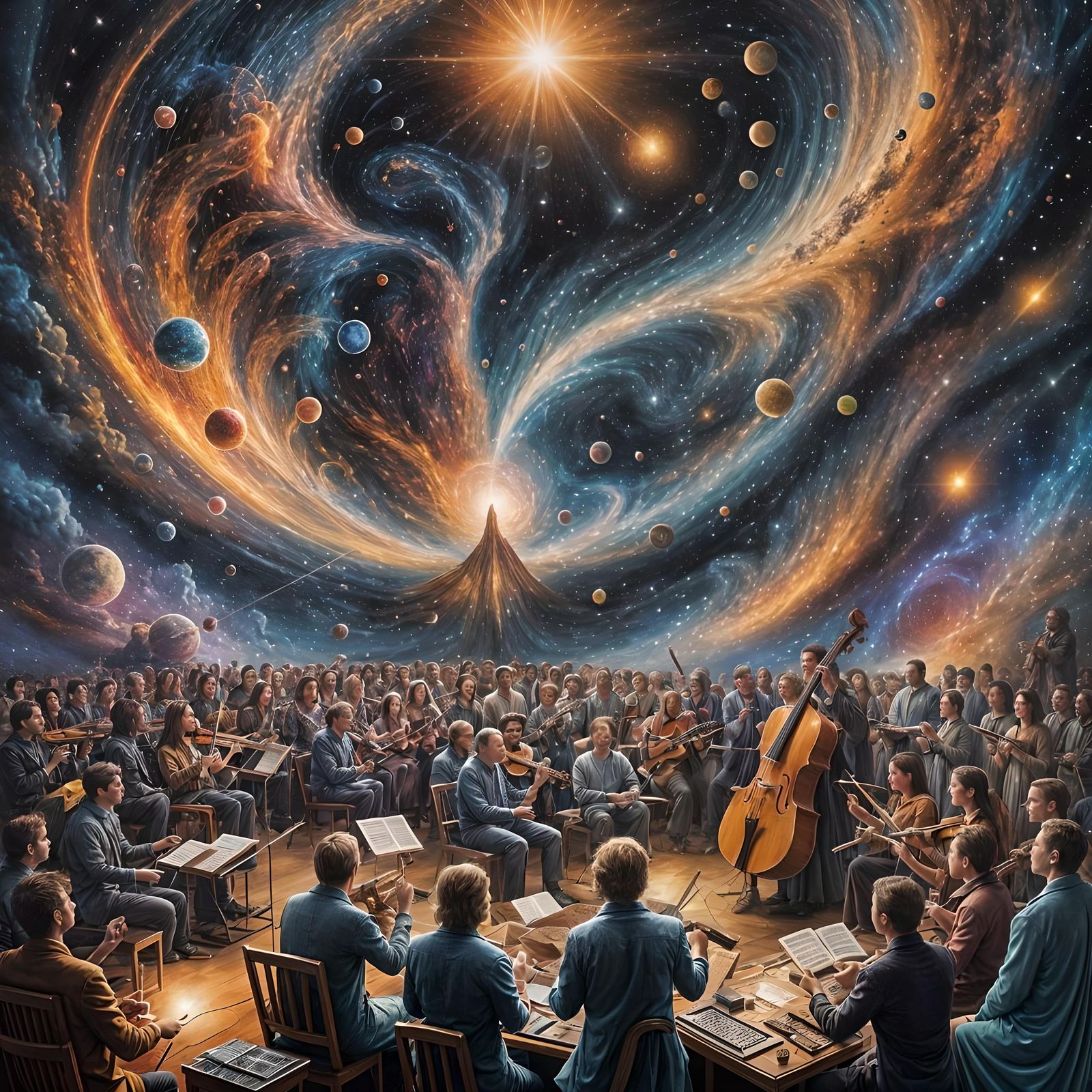 Celestial Orchestra Performs Amidst Cosmic Phenomena