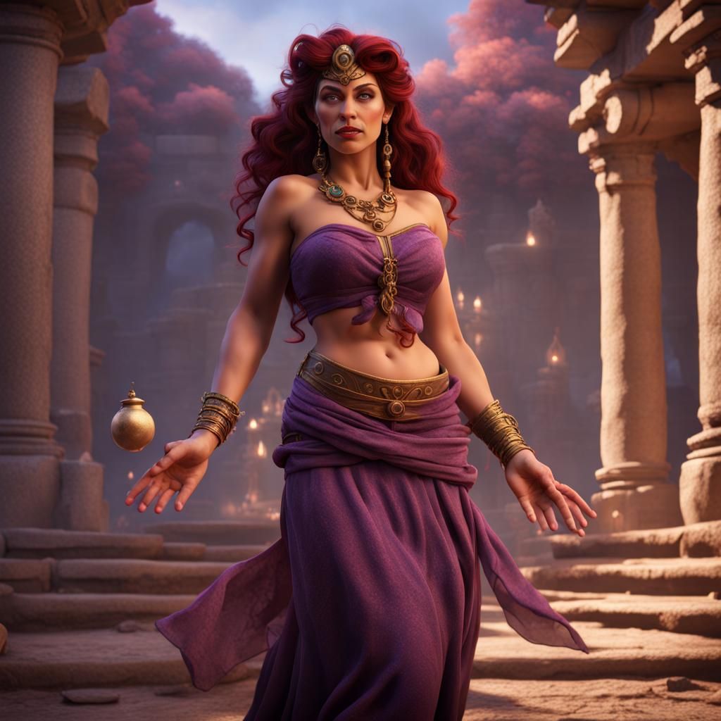Hyperrealistic Gypsy Woman as Disney's Megara