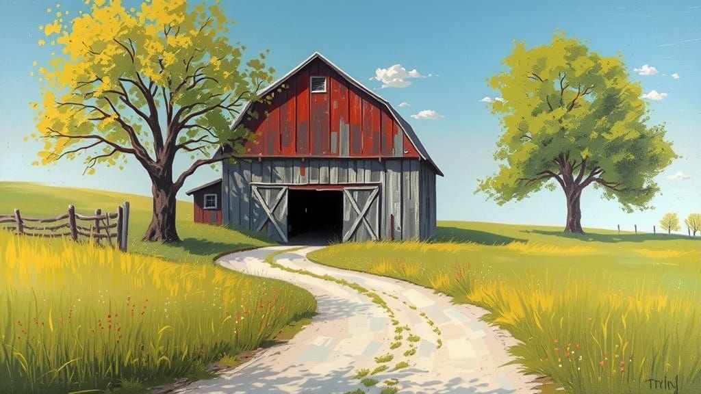 Impressionist Masterpiece: A Winding Path to an Ancient Barn