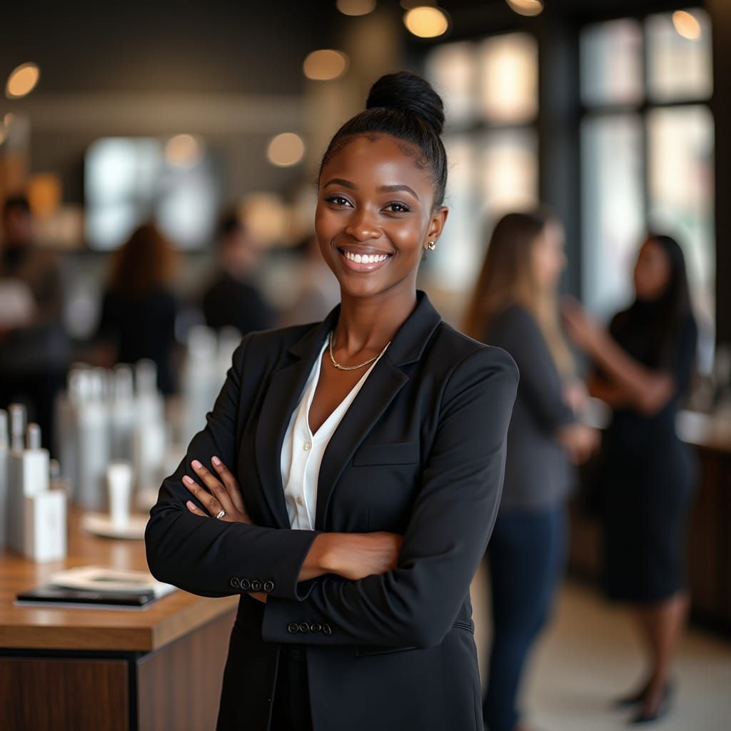 Confident Black Business Owner in Modern Boutique