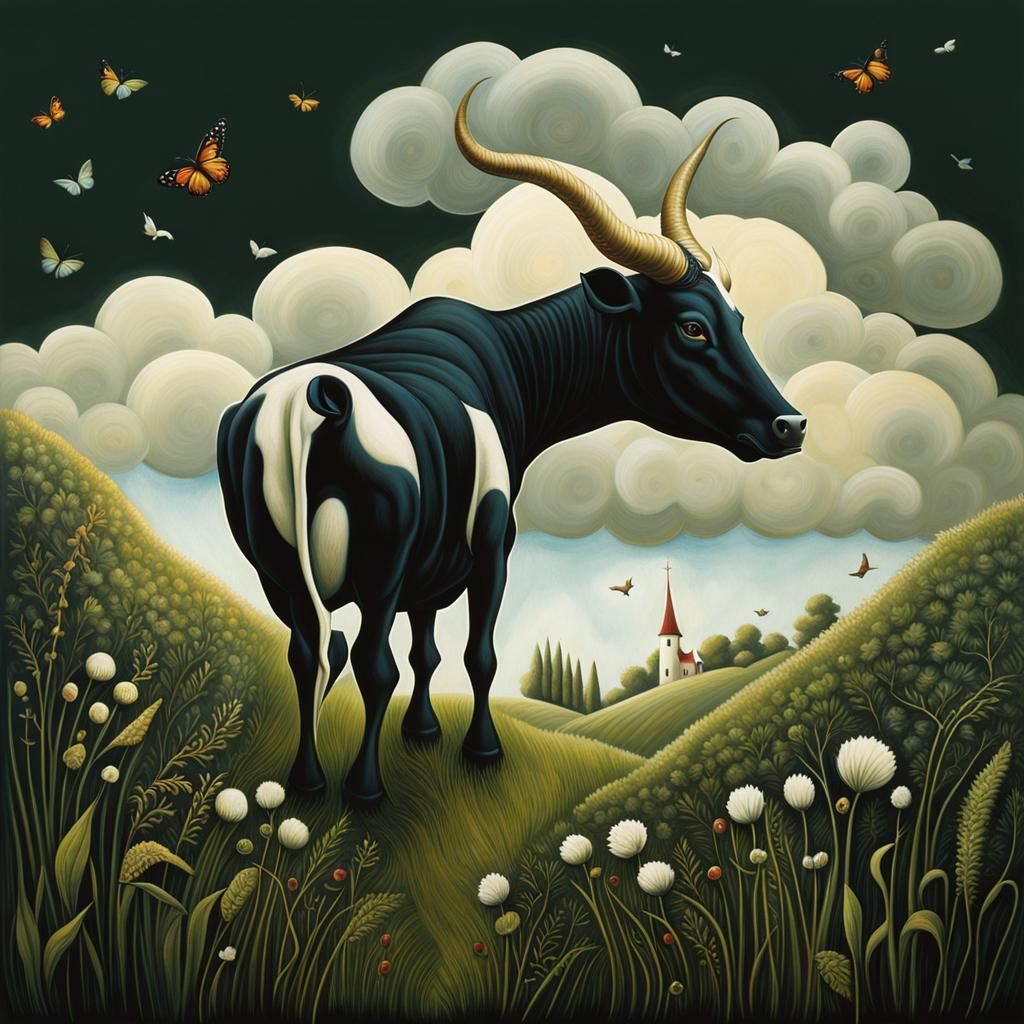 Cow Grazing in Meadow: Summer Nostalgia