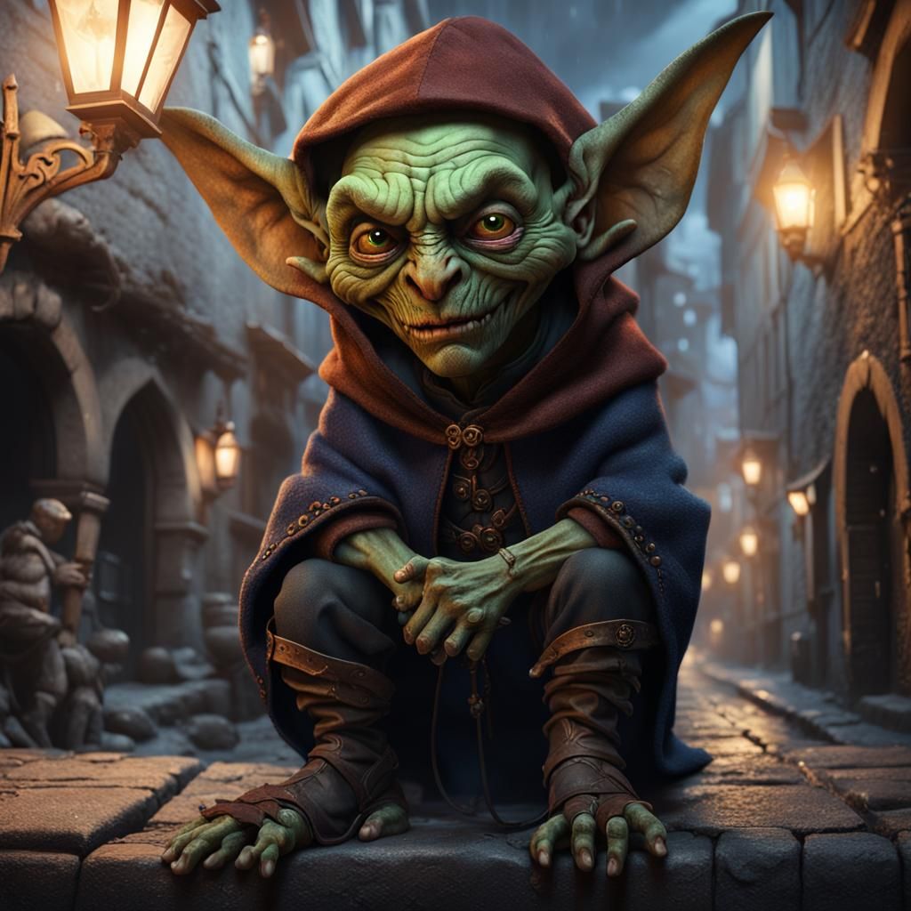 Goblin in Kyiv Alleyway: Fantasy Concept Art