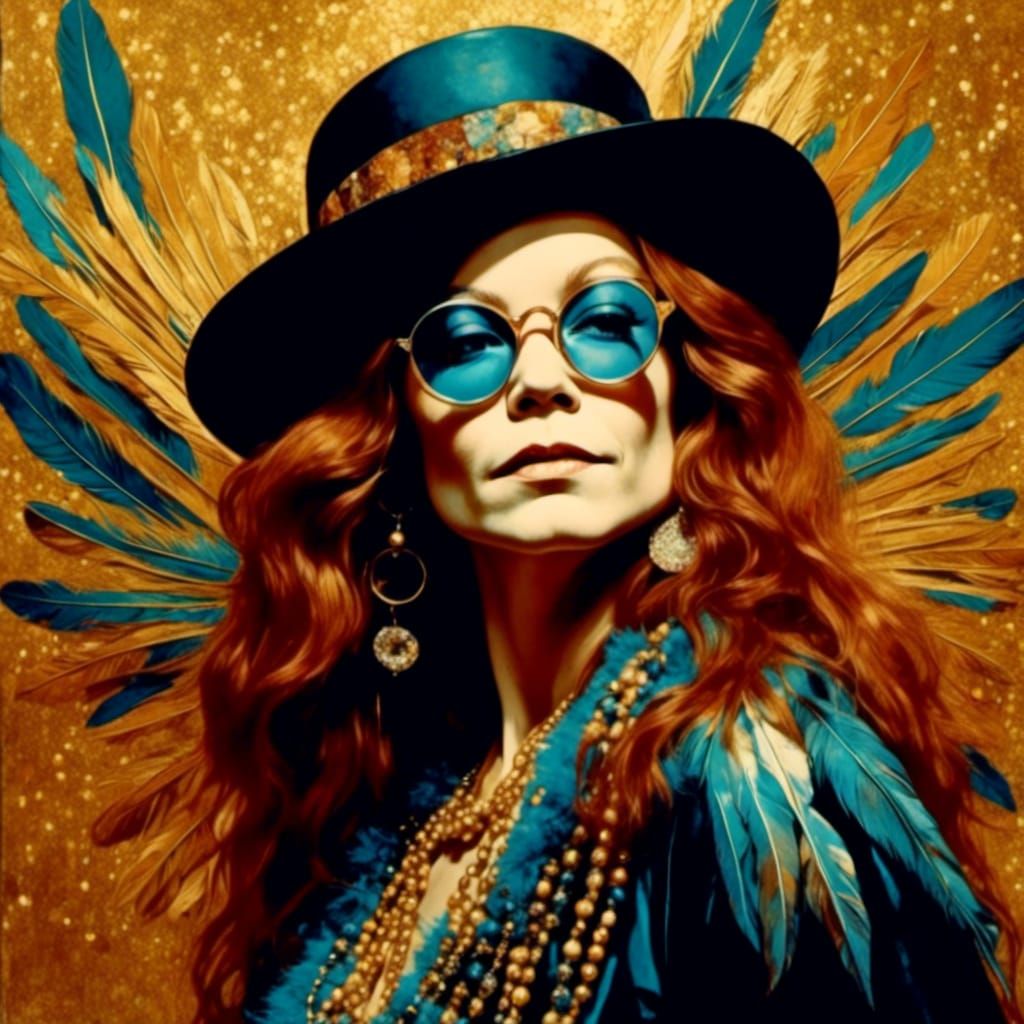 Psychedelic Art Nouveau Portrait of Blues Singer