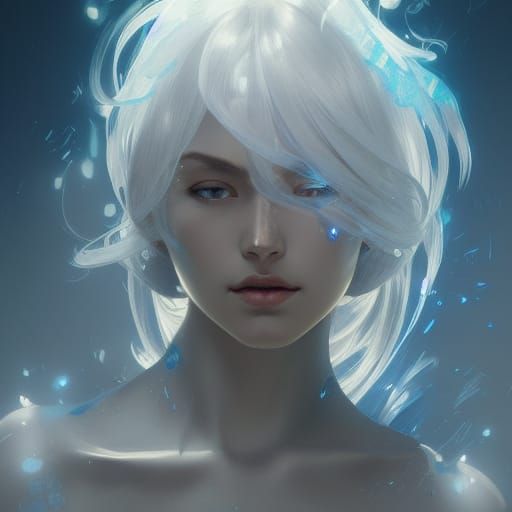 Crystalline Portrait in Blue and Silver