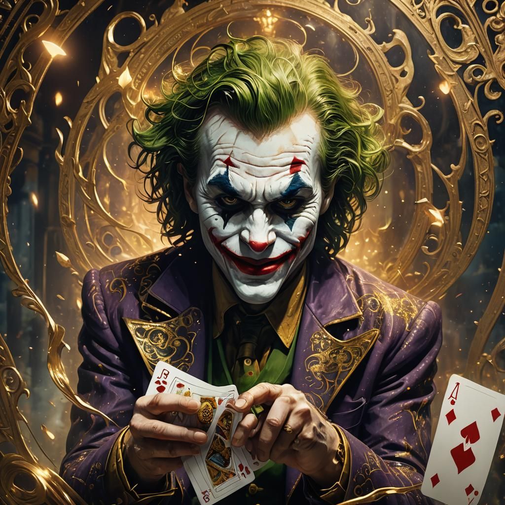 Glowing Joker Card in Oil-Painted Fantasy Style