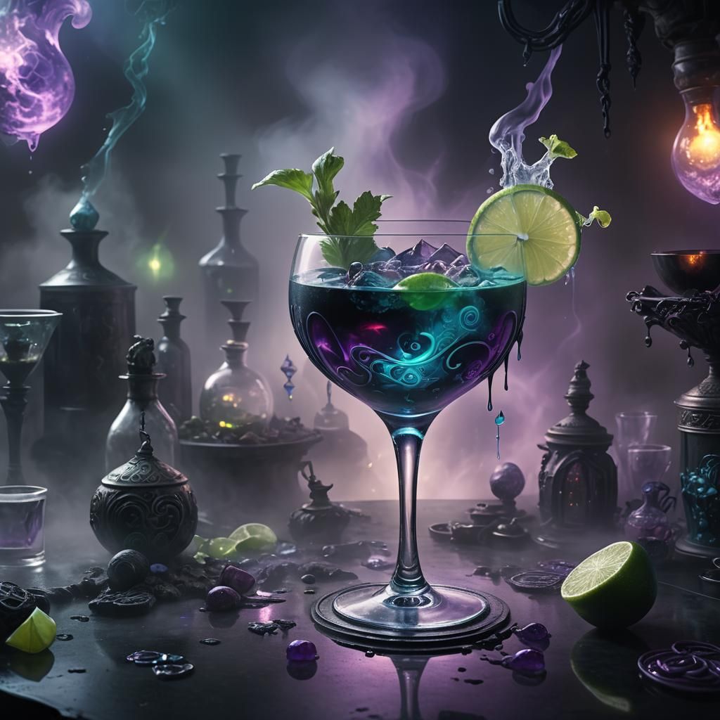 Poisonous Cocktail in Gothic Fantasy Art Style