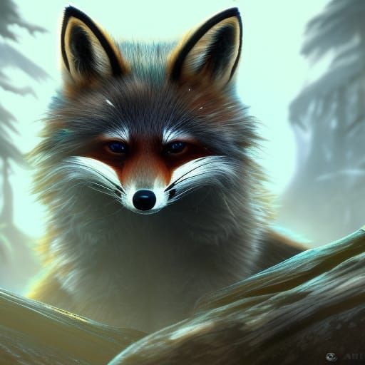 Fox-Raccoon Hybrid in Detailed Matte Painting