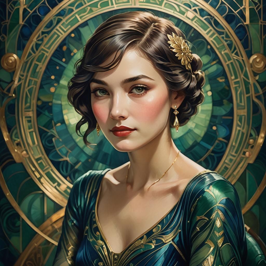 Elegant Woman in Art Deco Style Portrait