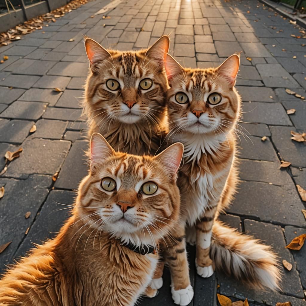 Cats Take a Selfie in Golden Hour
