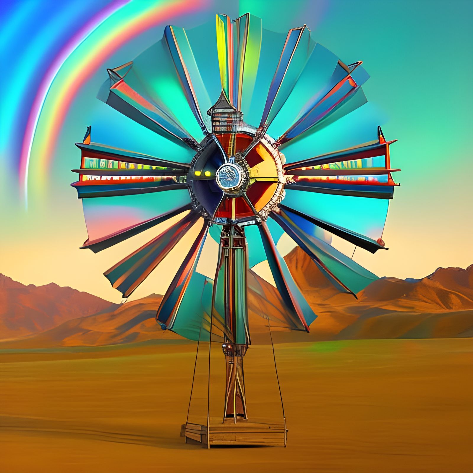 Cosmic Windmill: Holographic Astral Illustration