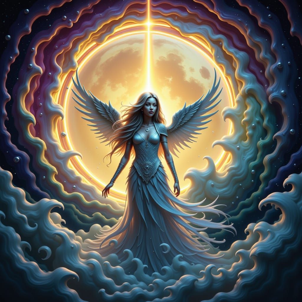 Ethereal Moon Goddess in Digital Art Style