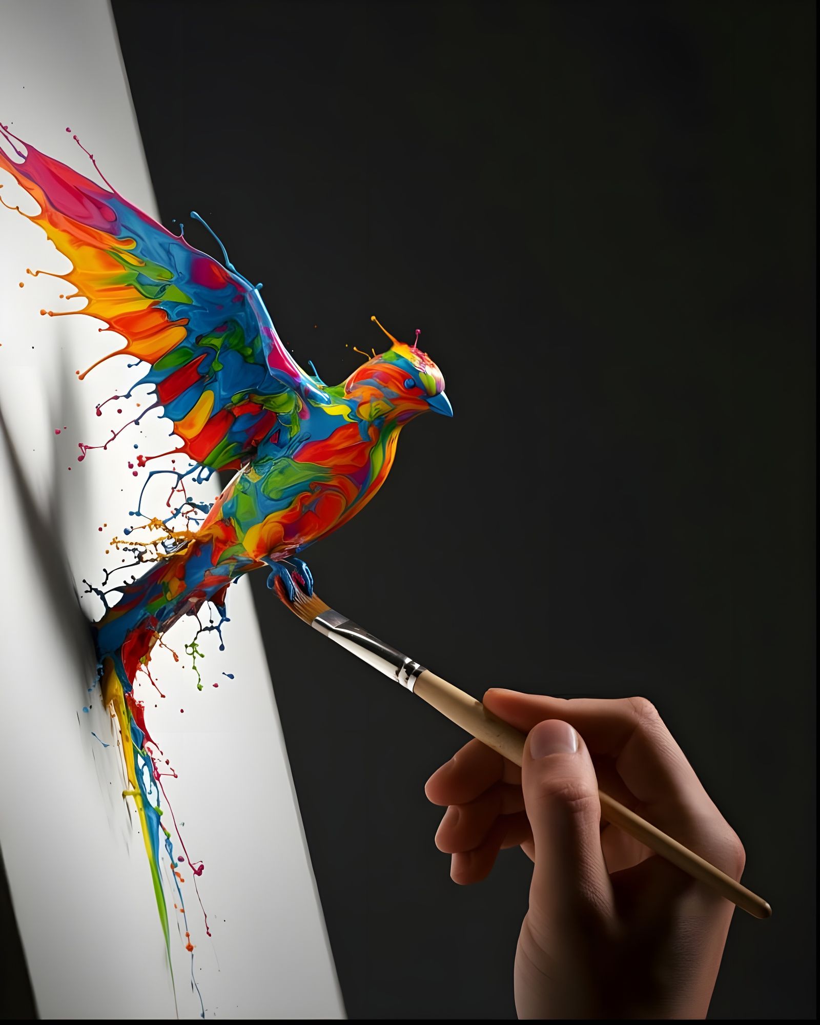 Surreal Rainbow Explosion on Canvas