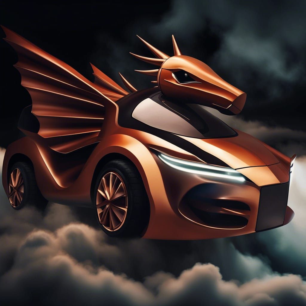 Mythological Horse Car Flying Above Clouds