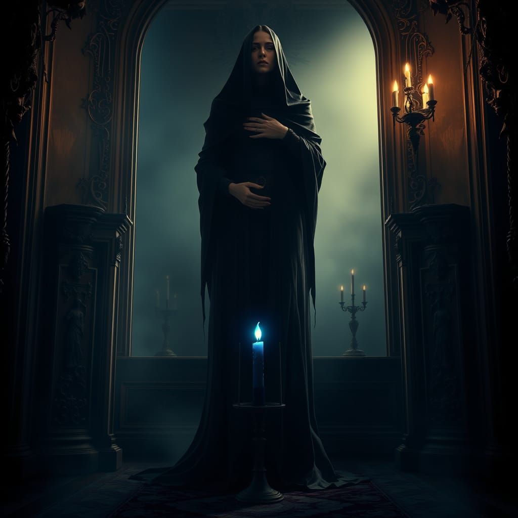 Ethereal Goddess of the Night in Moody, Symbolic Art