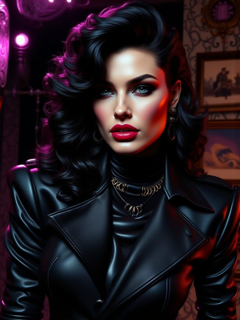 Glamorous Woman in 80s Airbrush Style