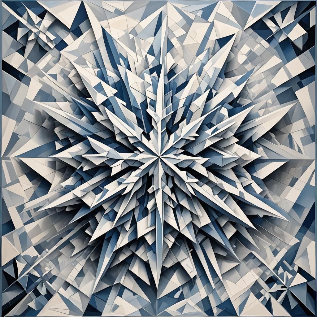 Cubist Snowflake Geometric Rendering