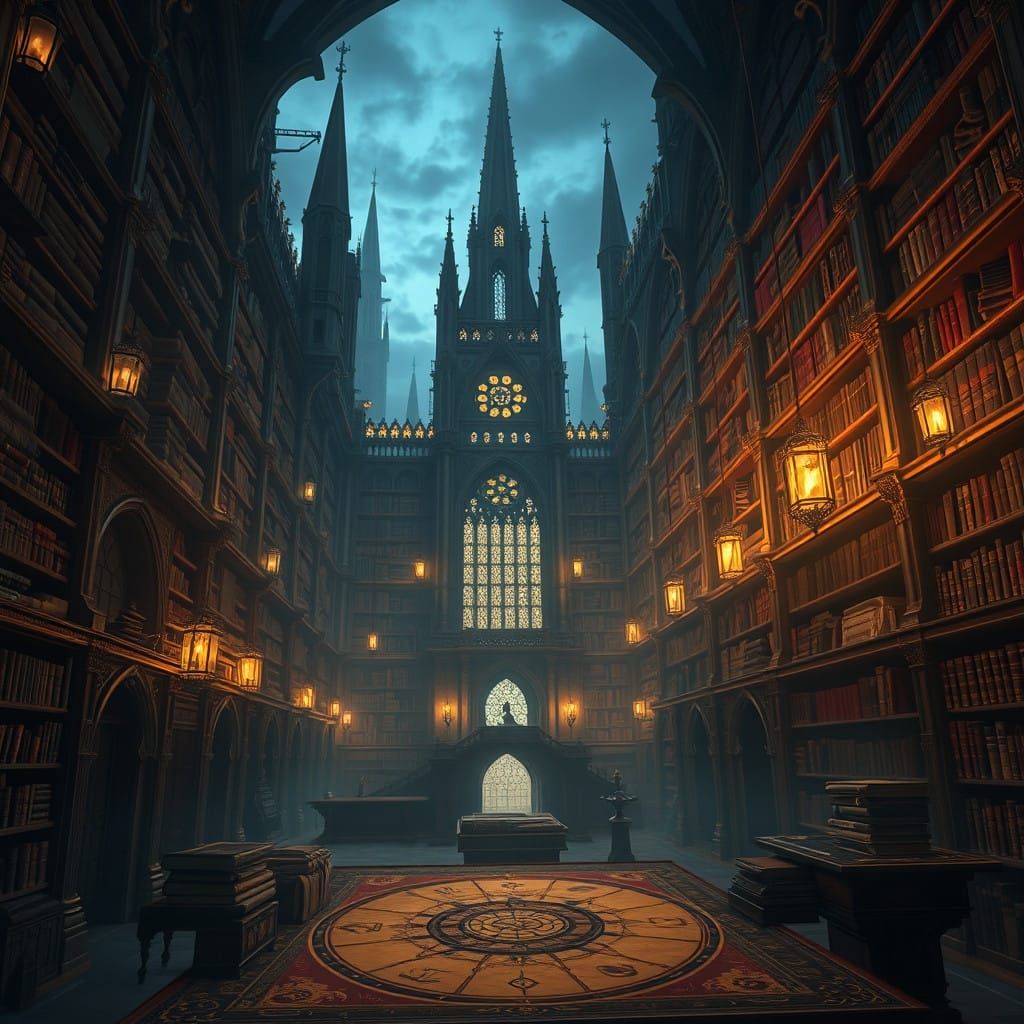 Whispers of the Forgotten Tomes in a Gothic Library of Secre...