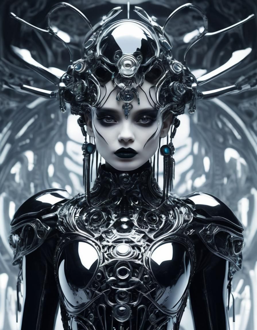 Futuristic Goth Love in Metallic Light