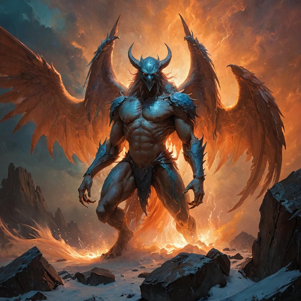 Winged Creature Emerges in Dark Fantasy Style