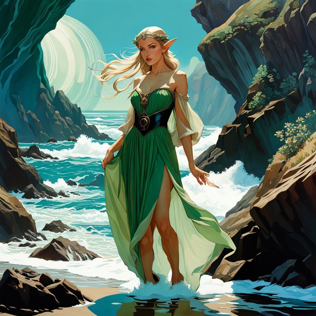 Elf in Enchanted Seaside Adventure: Double Exposure