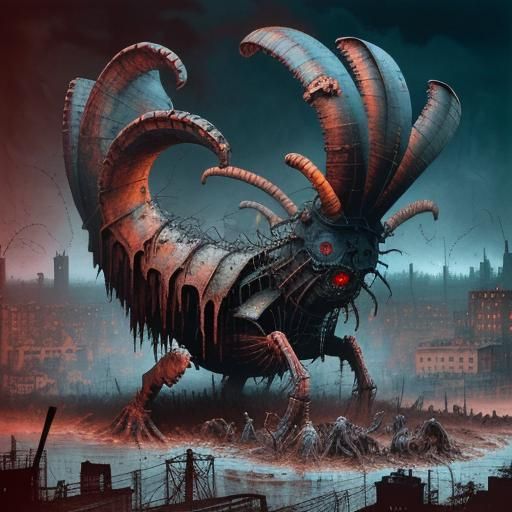 Gothic Industrial Sewerage Scene as Grimy Oil Painting