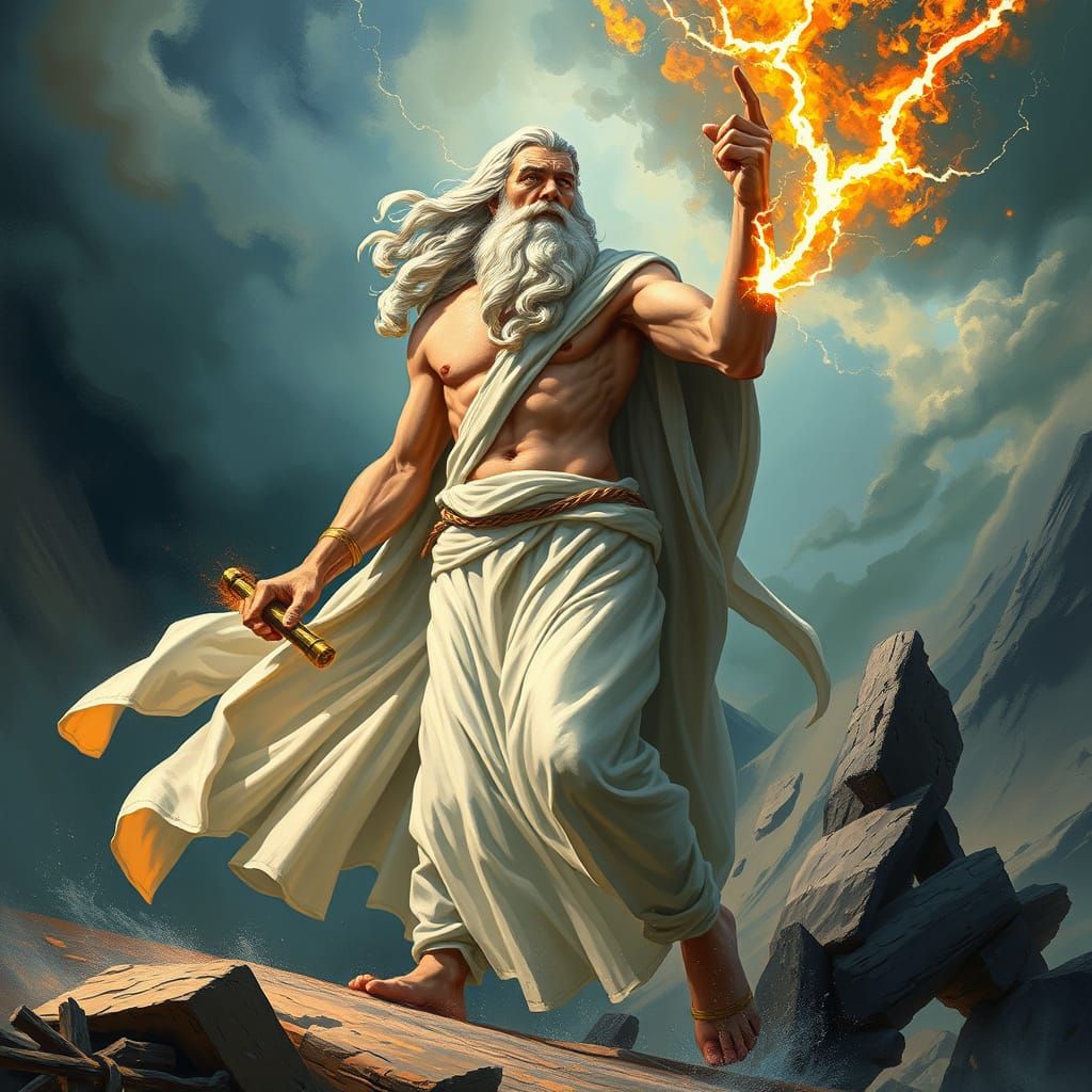 Zeus Unleashes Lightning in a Mystical Landscape